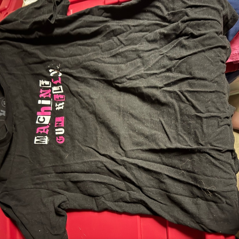 Black Graphic Tee with Pink Accents
